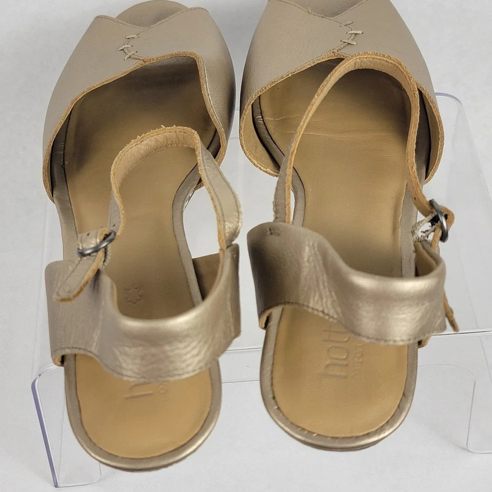 Hotter Comfort Concept Hallie Gold Floral Wedge Sandal Womens 11 Summer Metallic